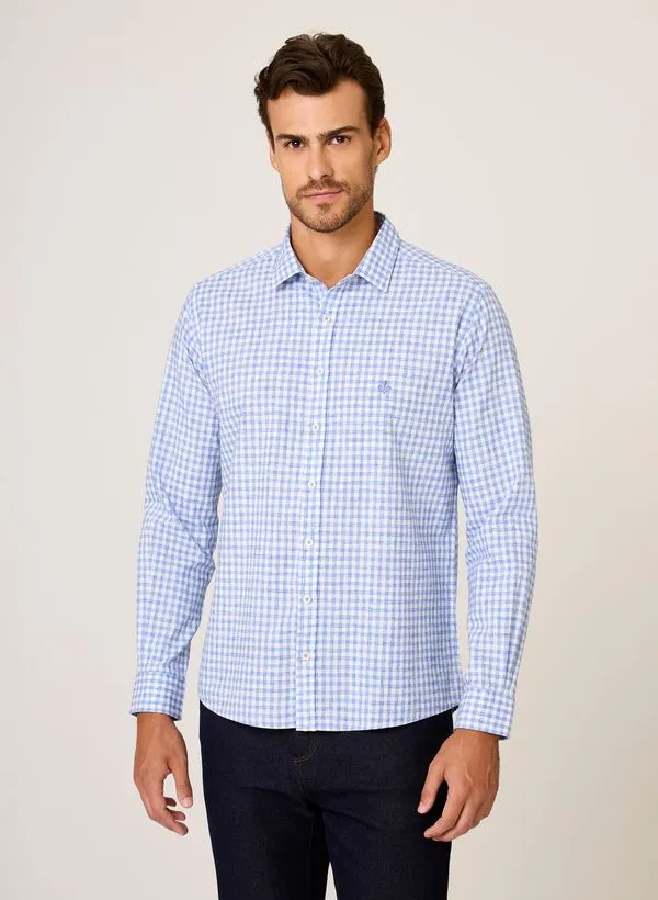 Camisa Slim Fit Slub Melangé Xadrez Dudalina Masculina 5