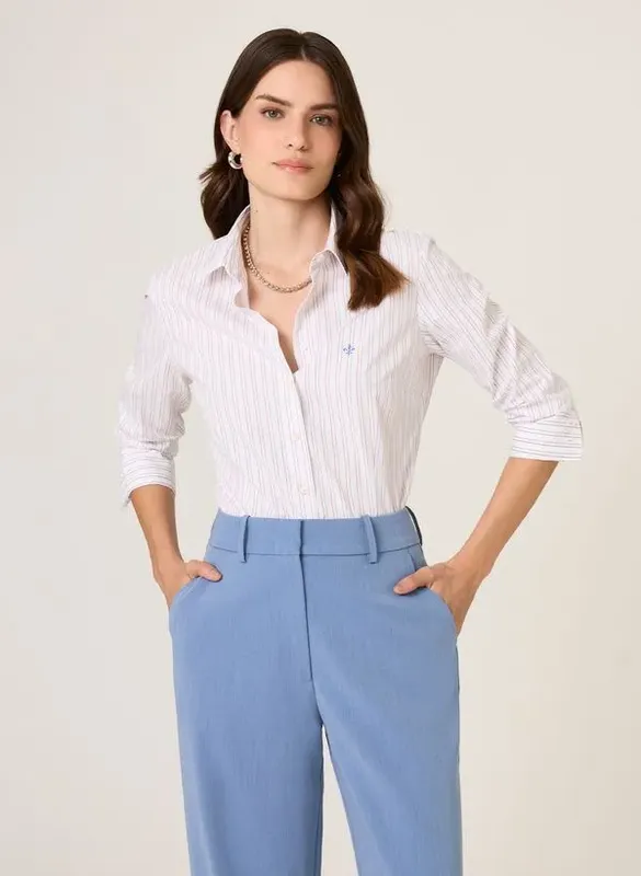 Camisa Slim Fit Listrada Dudalina Feminina 40