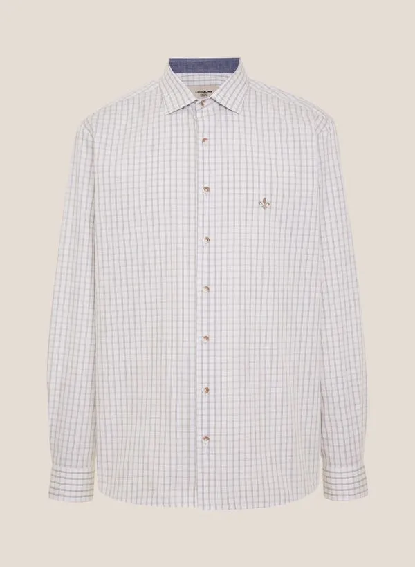 Camisa Comfort Fit Xadrez Fio Melangê Dudalina Masculina 5