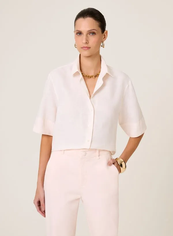 Camisa Special Fit Cropped Linho Dudalina Feminina 36