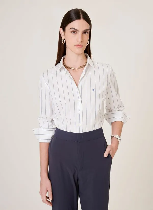 Camisa Slim Fit Listrada Dudalina Feminina 40