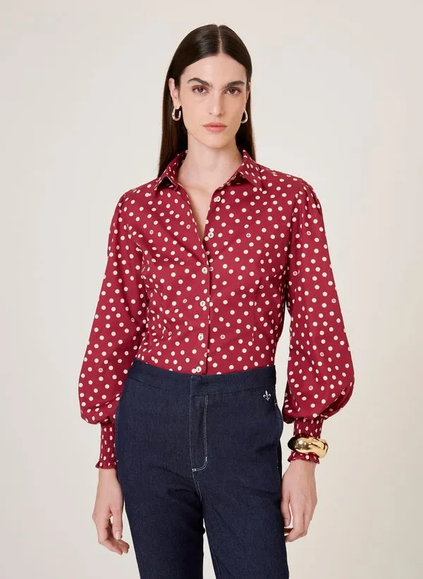 Camisa Slim Fit Estampa Poá Dudalina Feminina 40