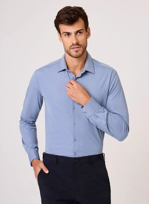 Camisa Slim Fit Performance Maquinetada Seda Dudalina Masculina 38