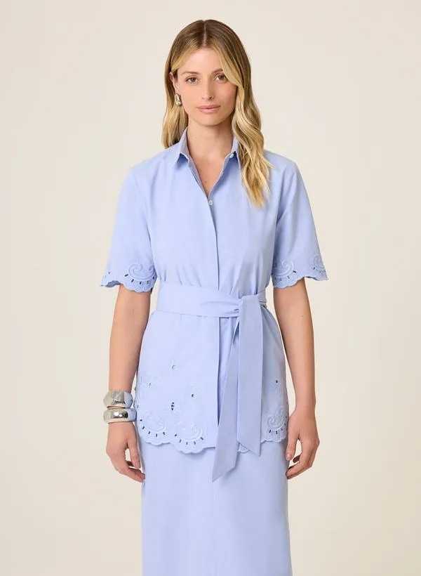 Camisa Slim Fit Bordada Com Cinto Dudalina Feminina 44