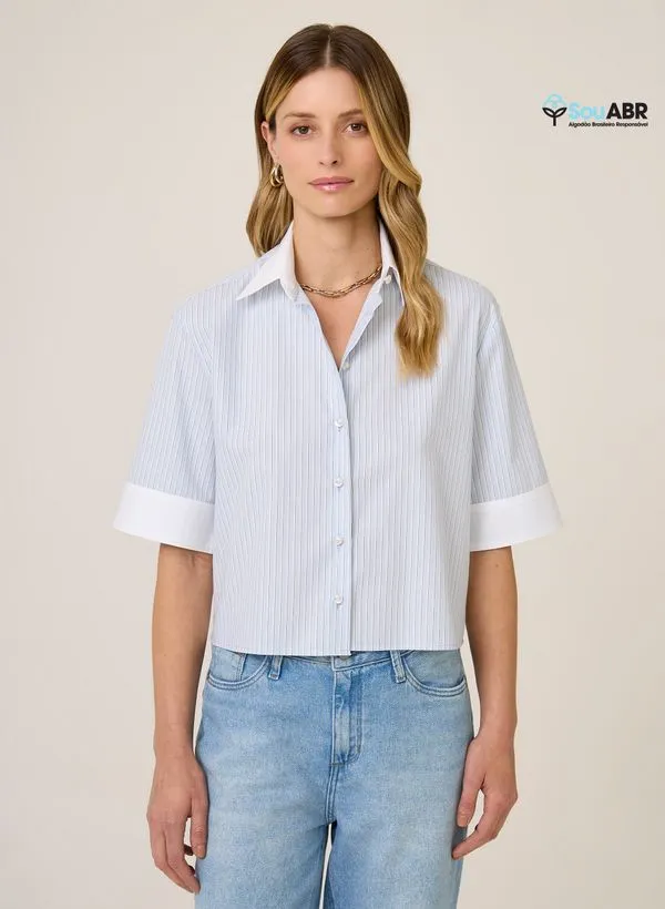 Camisa Cropped Listrada Dudalina Feminina 36