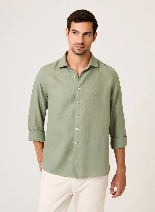 Camisa Slim Fit Linho Dudalina Masculina 6