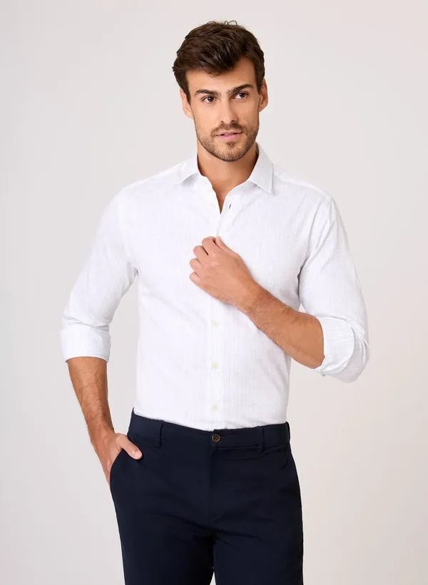 Camisa Milano Fit Always Fresh Space Dyed Dudalina Masculina 42