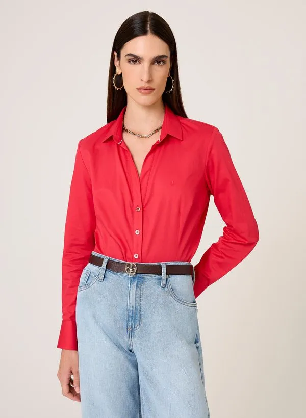 Camisa Slim Fit Decote Aberto Dudalina Feminina 46
