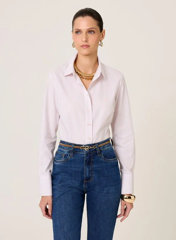 Camisa Slim Fit Listrado Dudalina Feminina 36
