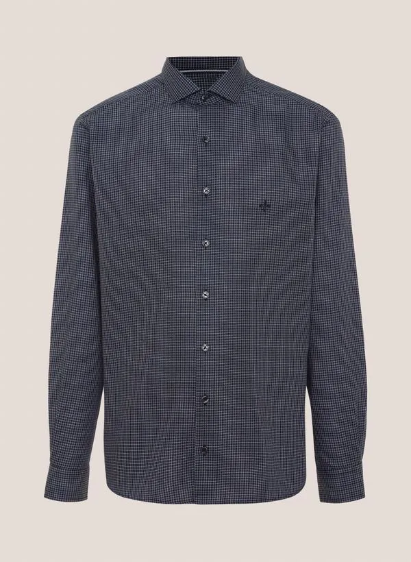 Camisa Slim Fit Maquinetada Quadriculada Dudalina Masculina 3