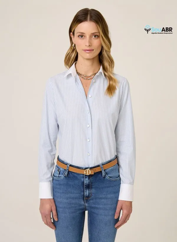 Camisa Regular Fit Listrada Dudalina Feminina 40