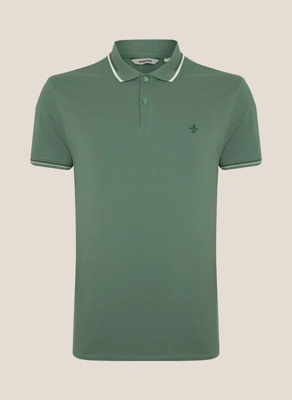 Polo Piquet Gola Jacquard Dudalina Masculina GG