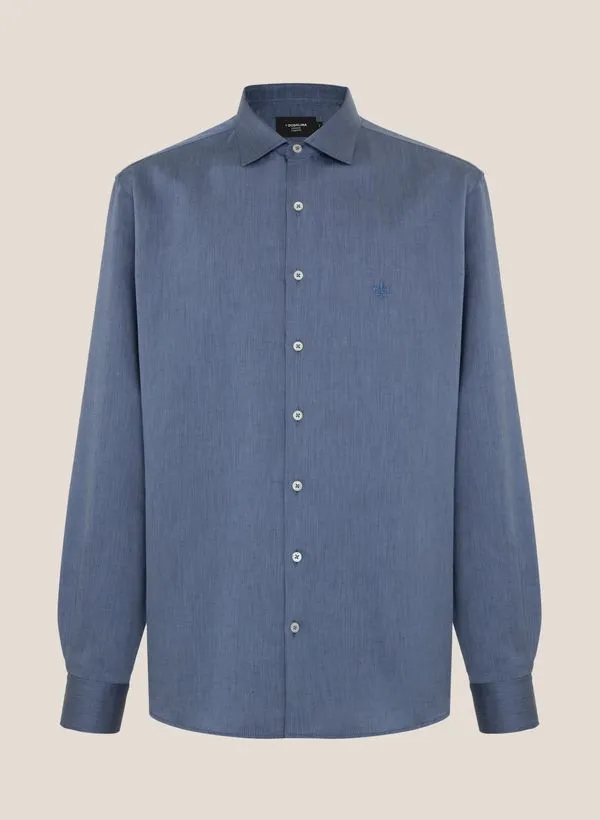 Camisa Comfort Fit Linen Blend Dudalina Masculina 7