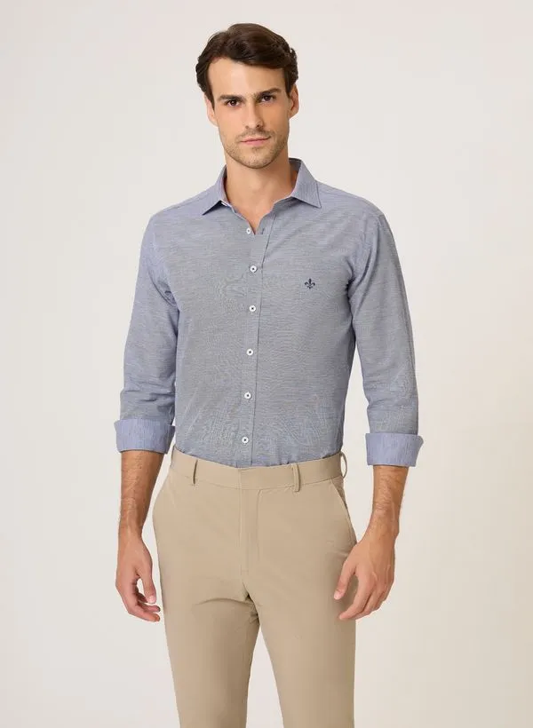 Camisa Slim Fit Falso Liso Dudalina Masculina 2