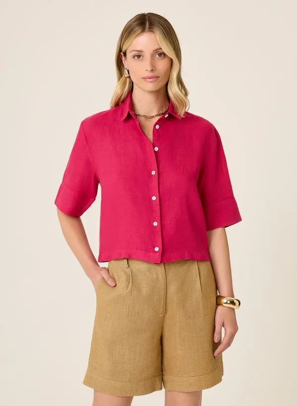 Camisa Cropped Linho Color Dudalina Feminina 40