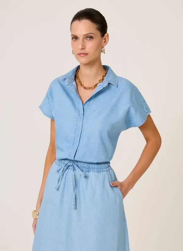 Camisa Jeans Special Fit Liocel Blend Dudalina Feminina 46