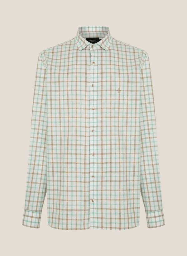 Camisa Comfort Fit Linenblend Xadrez Dudalina Masculina 5