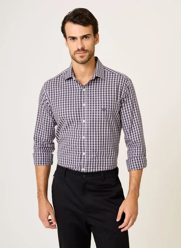 Camisa Slim Fit Tricoline Xadrez Dudalina Masculina 3
