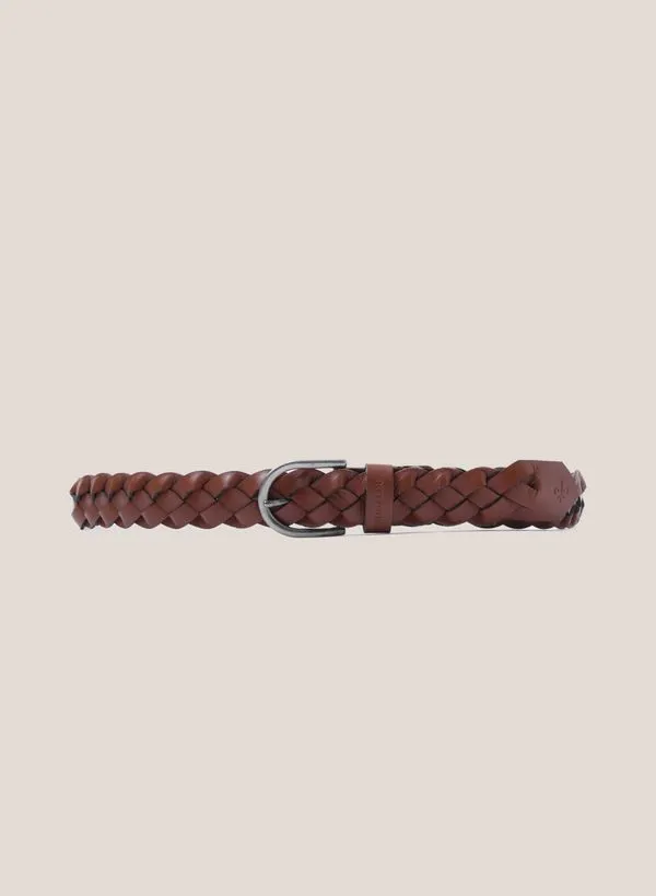 Cinto Trançado Couro Marrom Dudalina Masculina XGG