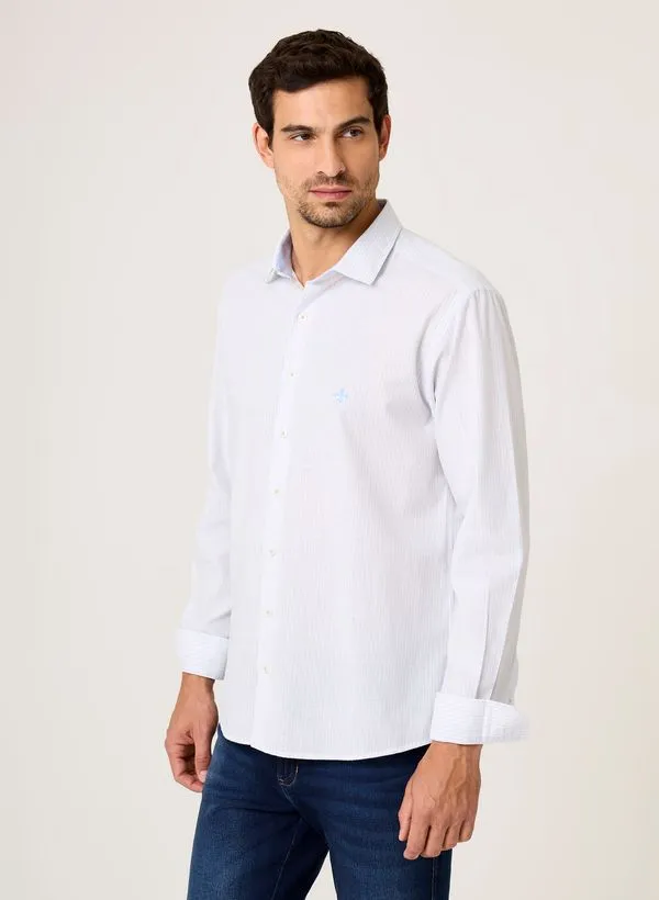 Camisa Slim Fit Listrada Slub Dudalina Masculina 6