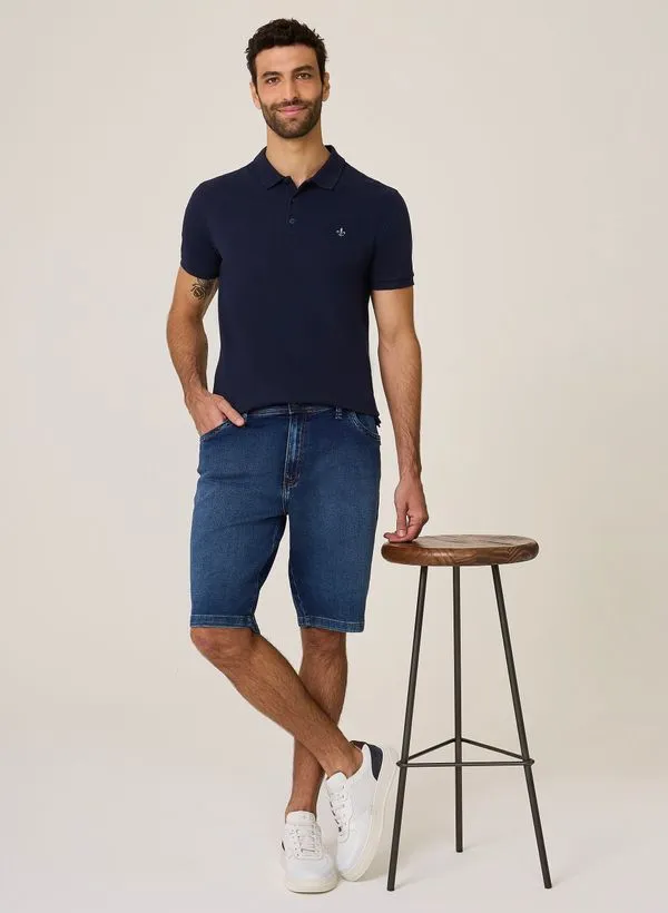 Bermuda Denim Malha Destroyer Médio Dudalina Masculina 48