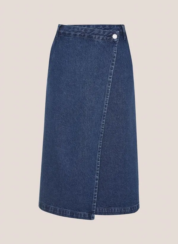 Saia Jeans Transpassada Lia Dudalina Feminina 46