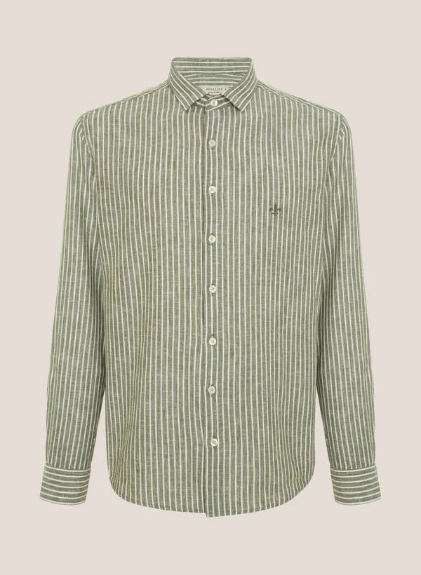 Camisa Slim Fit Linenblend Listrada Dudalina Masculina 4