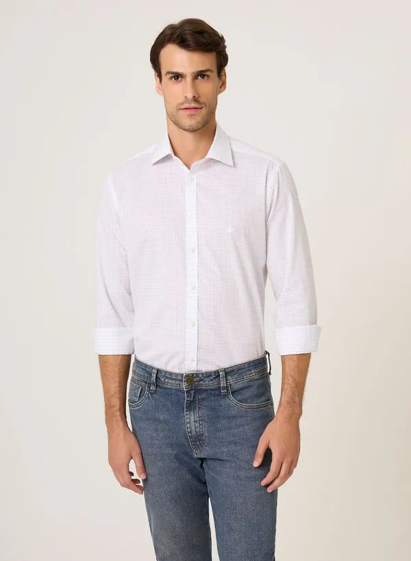 Camisa Slim Fit Tricoline Xadrez Dudalina Masculina 36
