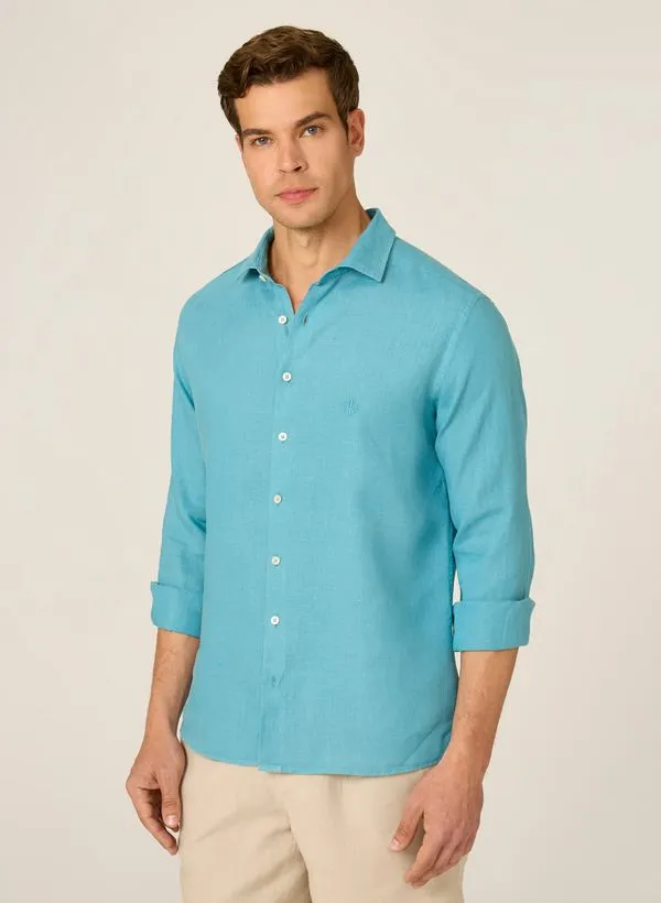 Camisa Slim Fit Linho Tinto Dudalina Masculina 5
