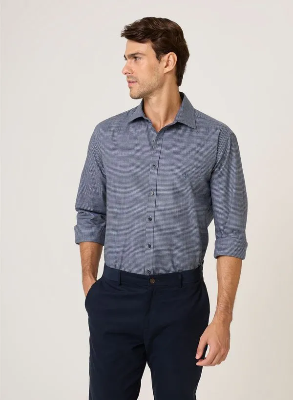 Camisa Comfort Fit Melangê Vichy Dudalina Masculina 3