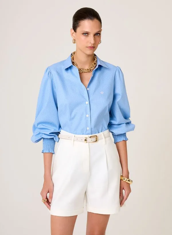 Camisa Slim Fit Estampa Poá Dudalina Feminina 46