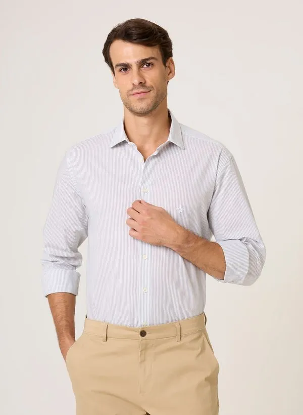 Camisa Comfort Fit Tricoline Listrada Dudalina Masculina 40