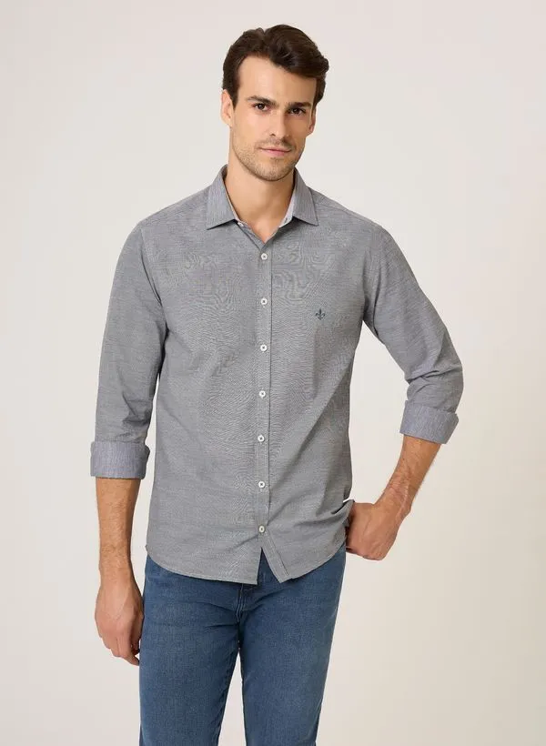 Camisa Slim Fit Falso Liso Dudalina Masculina 2