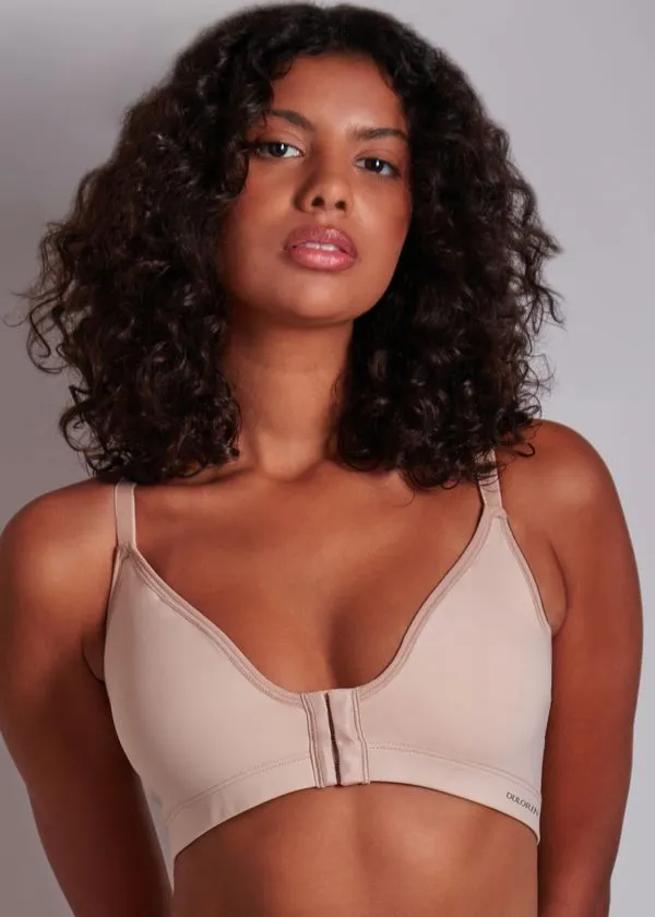 Sutiã Nadador Fecho Frontal Em Microfibra Fio Emana BEIGE FONCÉ G
