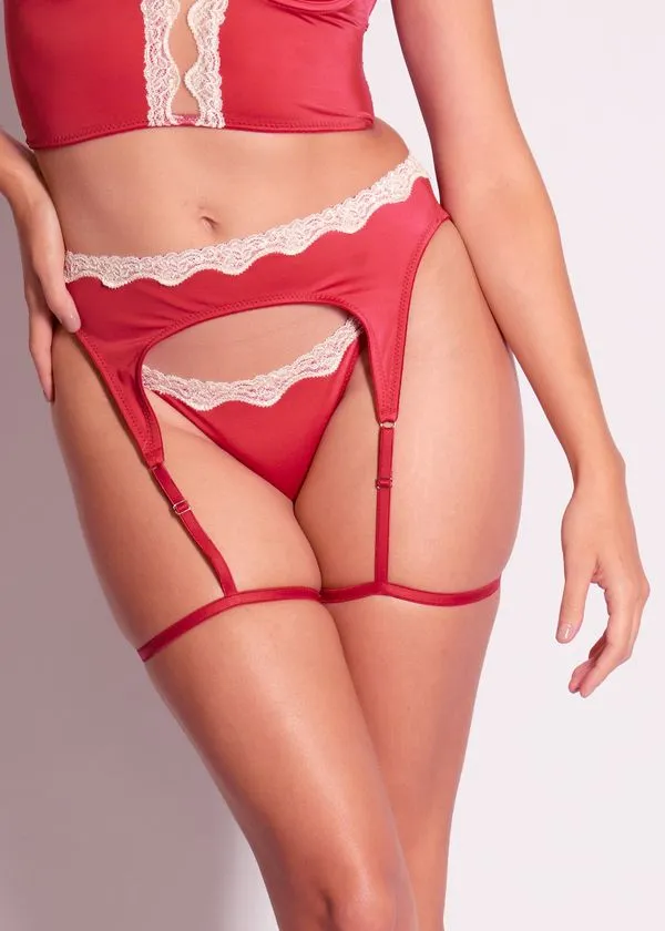 Cinta Liga Em Fio LYCRA® Tactel E Renda Na Cintura Passione CEREJA M