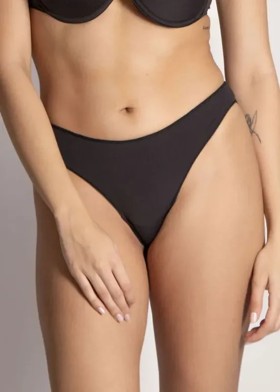 Calcinha Tanga Fio Duplo Em Microfibra CoM Fio Lycra Cotidien PRETO EG