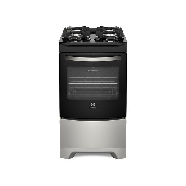 Fogão 4 Bocas Electrolux Prata com Mesa de Vidro e Porta Full Glass (52LSV) Bivolt