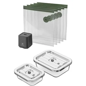 Kit Seladora a Vácuo Portátil com 5 Sacos Herméticos + Potes Herméticos de Vidro para Fechamento a Vácuo 02 Unidades Electrolux