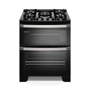 Fogão 5 bocas Electrolux Preto Experience 2 Fornos, Mesa de Vidro e PerfectCook360 (FE5DP) 220V