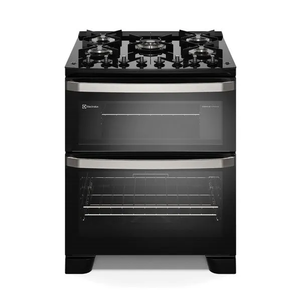 Fogão 5 bocas Electrolux Preto Experience 2 Fornos, Mesa de Vidro e PerfectCook360 (FE5DP) 220V