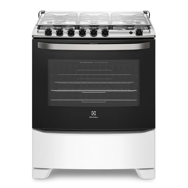 Fogão 6 Bocas Electrolux Branco com Porta Full Glass e Vidro Interno Removível (76UB6) Bivolt