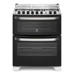 Fogão 5 Bocas Electrolux Preto com Forno Duplo e Tripla Chama (76DBA) Bivolt