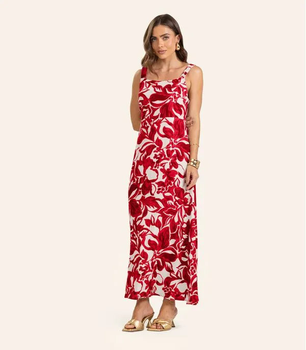 Vestido Midi em Linho Feminino Endless Vermelho P