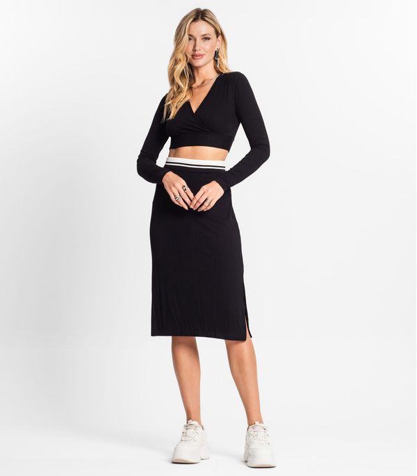 Conjunto Feminino Blusa Com Saia Endless Preto P