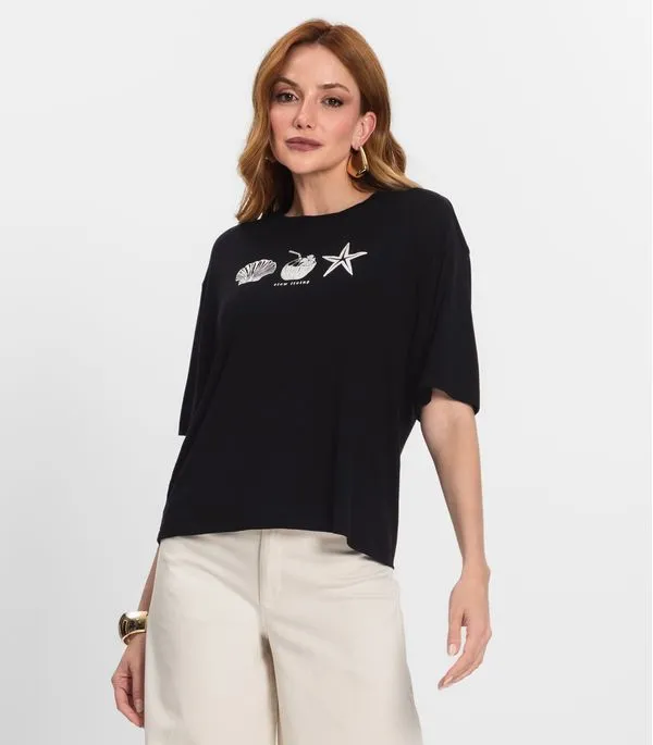 T- Shirt Feminina Manga Curta Endless Preto G