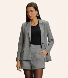 Blazer Feminino Xadrez Endless Preto GG