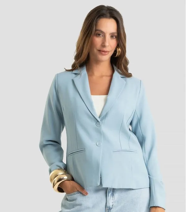 Blazer Feminino Em Alfaiataria Forrado Endless Azul G