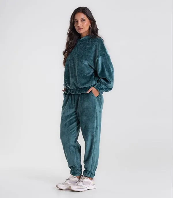 Conjunto Blusão Com Calça Endless Plush Feminina Verde GG