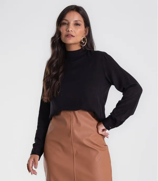 Blusa Feminina Manga Longa Viscose Endless Preto M