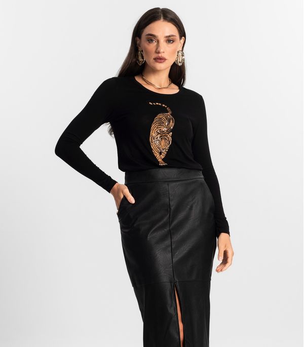 Blusa Manga Longa com Bordado Endless Preto G